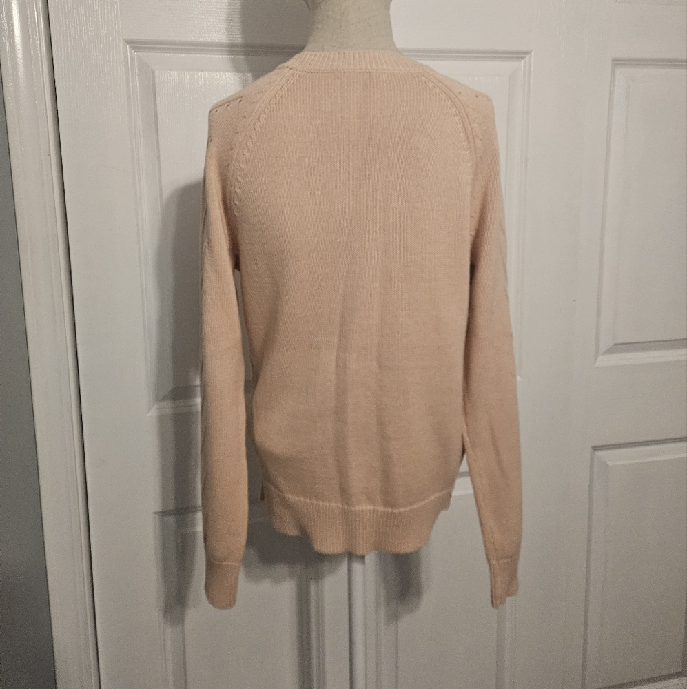 J. Crew Pink Cable Knit Crew Neck Sweater - Picture 3 of 5